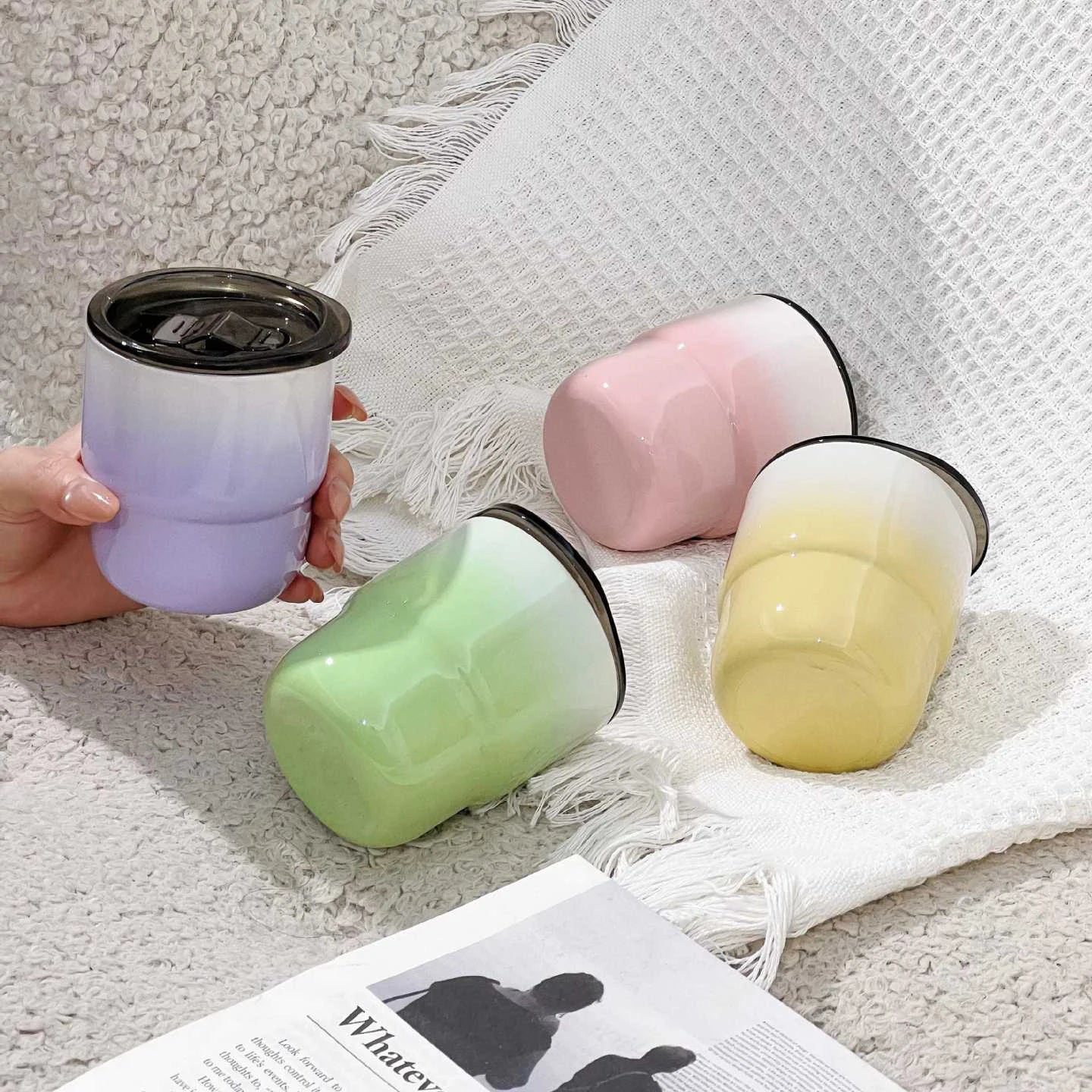 SUS304 stainless steel coffee cup, double-layer vacuum insulated thermos cup, beverage cup, suitable for men and women, 12 color